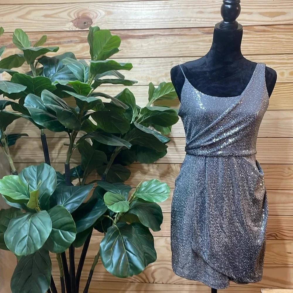 Wendye Chaitin Silver Sequin Size Medium Mini Sleeveless EUC🌟 Formal Dress - Picture 12 of 12